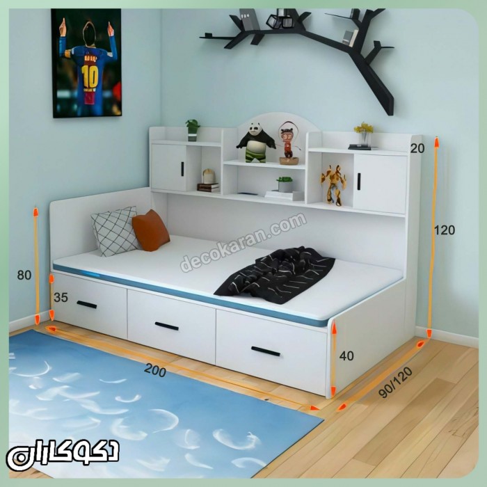 تخت خواب کتابخانه دار مدل T146