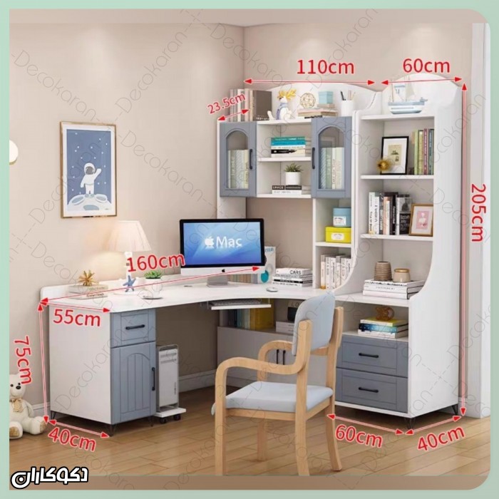 میز تحریر کتابخانه دار دکوکاران مدل MTK102