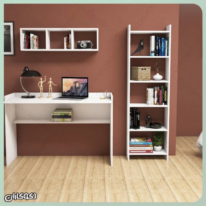 میز تحریر کتابخانه دار دکوکاران با بدنه MDF ضد خش و طراحی مدرن