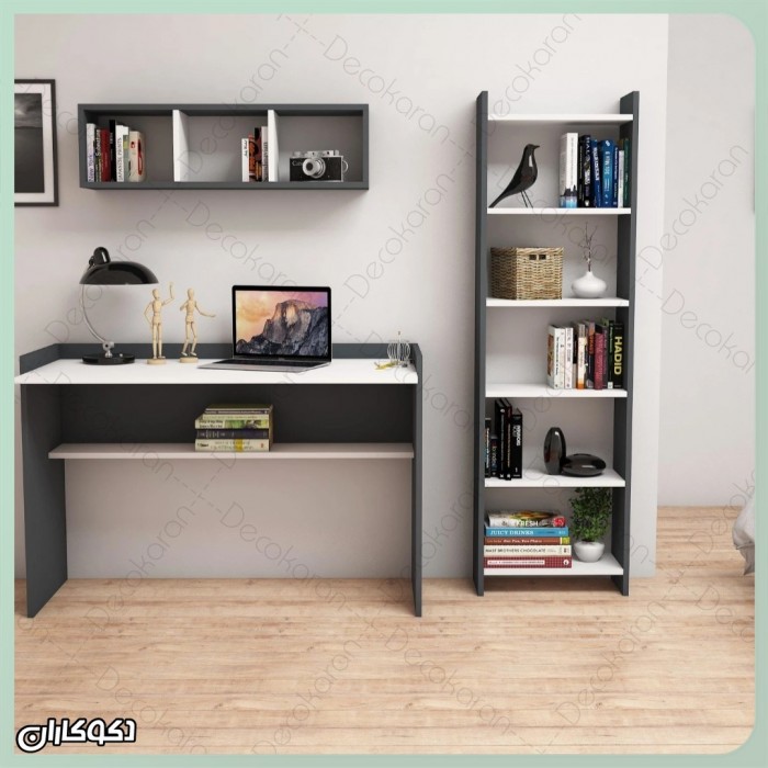 میز تحریر کتابخانه دار دکوکاران با بدنه MDF ضد خش و طراحی مدرن