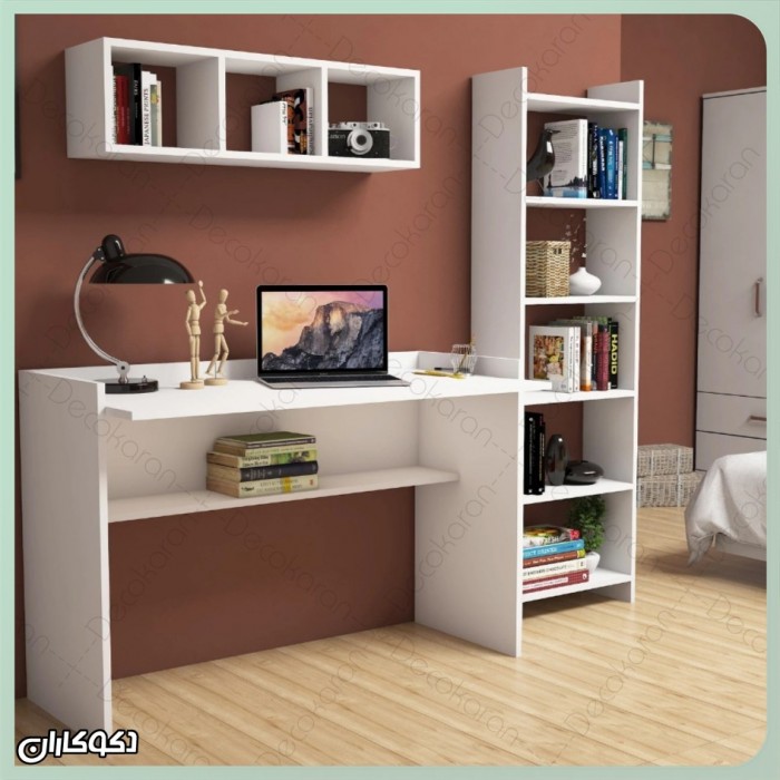 میز تحریر کتابخانه دار دکوکاران با بدنه MDF ضد خش و طراحی مدرن