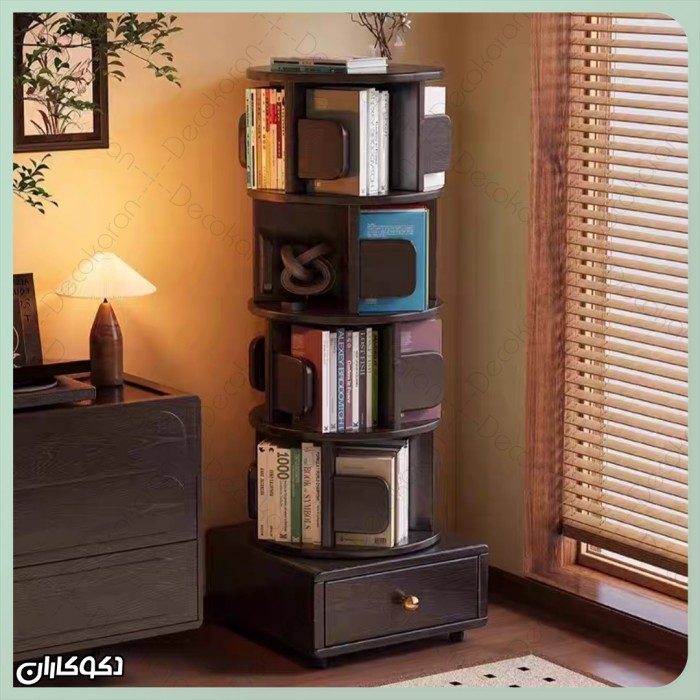 کتابخانه گردان چند طبقه؛ ترکیبی از زیبایی، کارایی و دکوراسیون مدرن