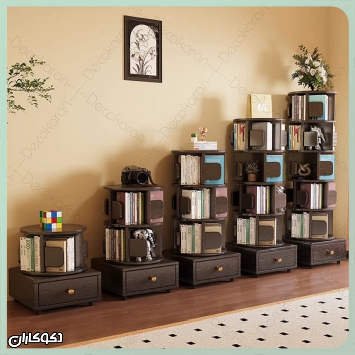 کتابخانه گردان چند طبقه؛ ترکیبی از زیبایی، کارایی و دکوراسیون مدرن