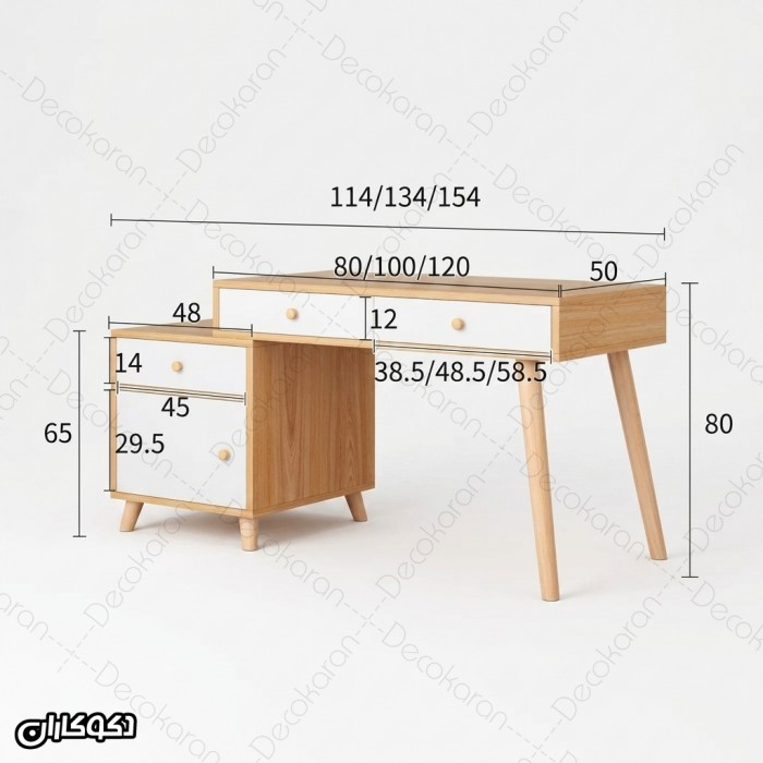 میز تحریر MDF کشودار با یونیت کناری مدل MT100