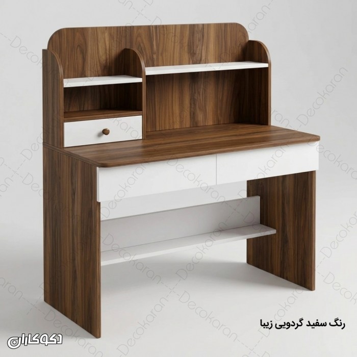 میز تحریر MDF کشودار و کتابخانه‌ای مدل MT128 دکوکاران