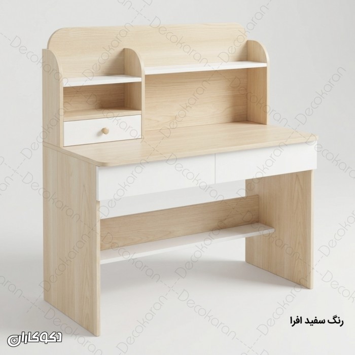میز تحریر MDF کشودار و کتابخانه‌ای مدل MT128 دکوکاران
