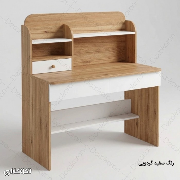 میز تحریر MDF کشودار و کتابخانه‌ای مدل MT128 دکوکاران