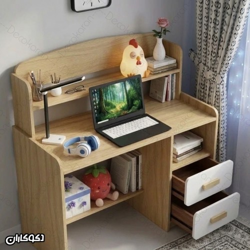 میز تحریر MDF کتابخانه‌ای مدل MT127 دکوکاران