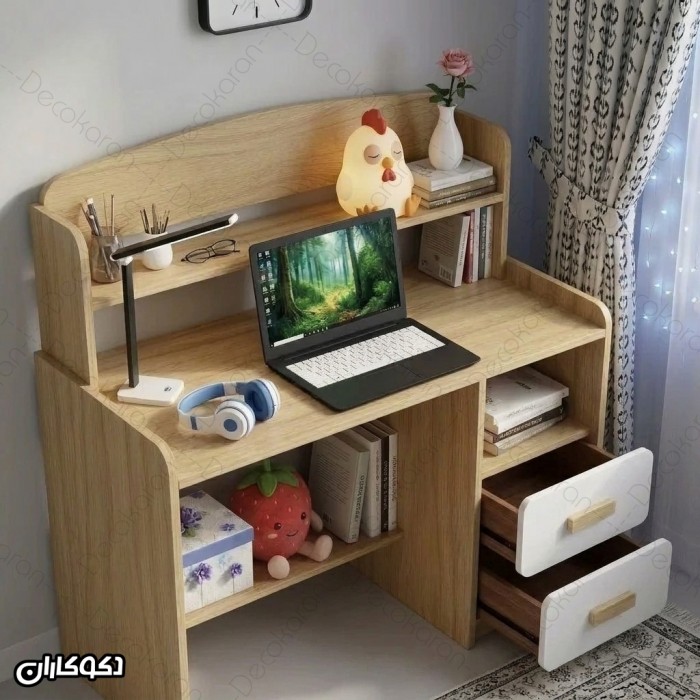 میز تحریر MDF کتابخانه‌ای مدل MT127 دکوکاران
