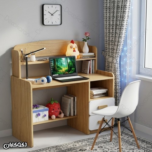 میز تحریر MDF کتابخانه‌ای مدل MT127 دکوکاران