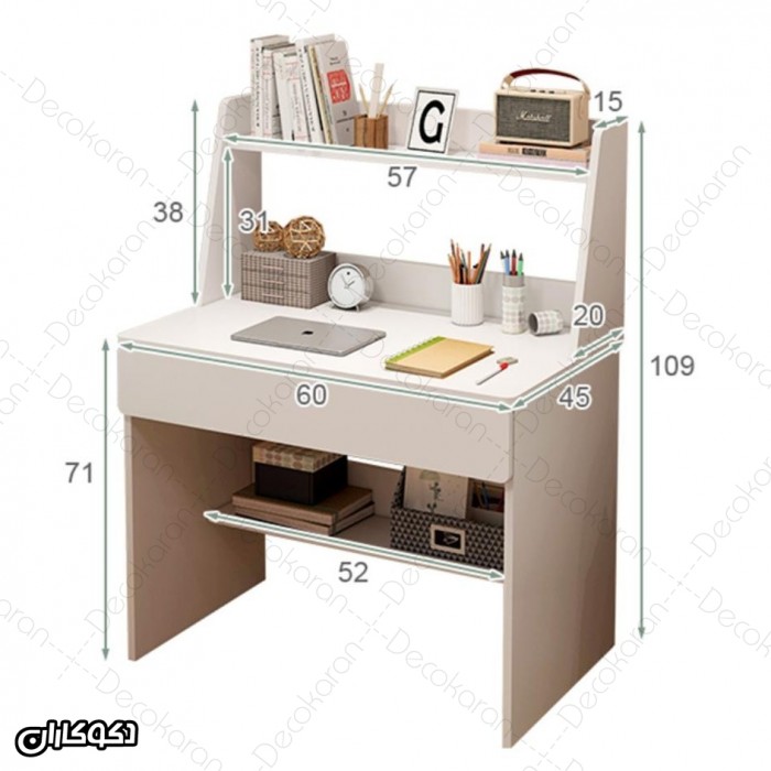میز تحریر MDF مدل MT129 دکوکاران با کمد و کشو