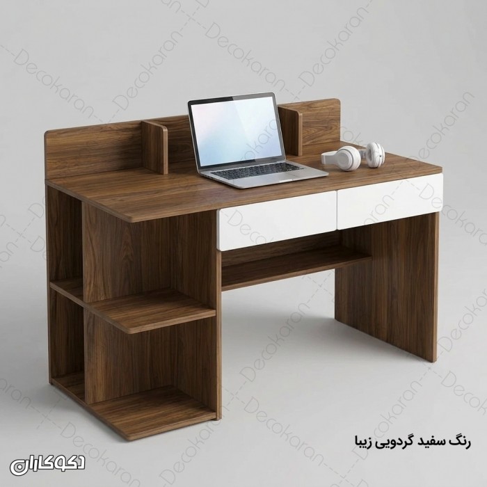میز تحریر MDF مدل MT130 دکوکاران کتابخانه‌دار و کشودار