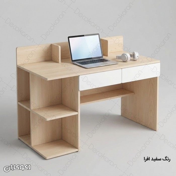 میز تحریر MDF مدل MT130 دکوکاران کتابخانه‌دار و کشودار