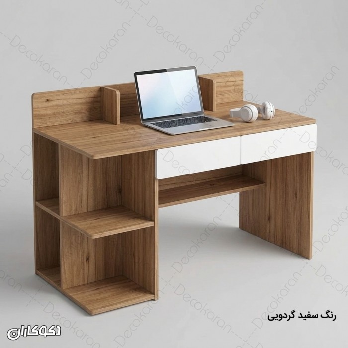 میز تحریر MDF مدل MT130 دکوکاران کتابخانه‌دار و کشودار