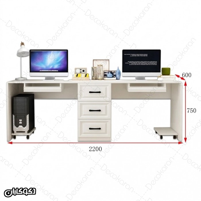 میز تحریر دو نفره MDF مدل MT136 سه کشو