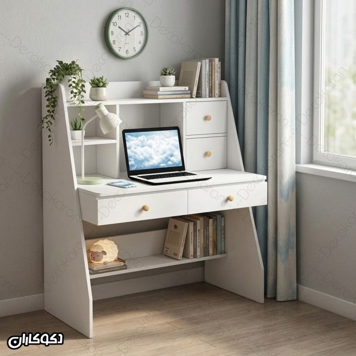 میز تحریر MDF مدل MT131 دکوکاران کتابخانه‌دار و کشودار