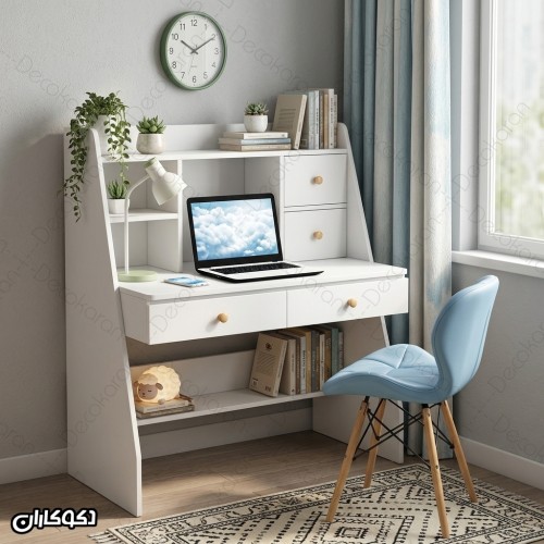 میز تحریر MDF مدل MT131 دکوکاران کتابخانه‌دار و کشودار