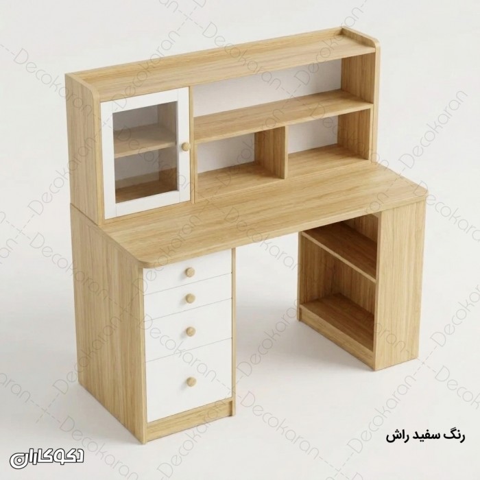 میز تحریر MDF کتابخانه‌دار و چهارکشو مدل MT133