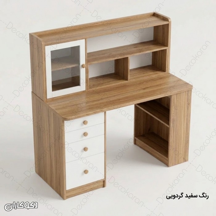 میز تحریر MDF کتابخانه‌دار و چهارکشو مدل MT133