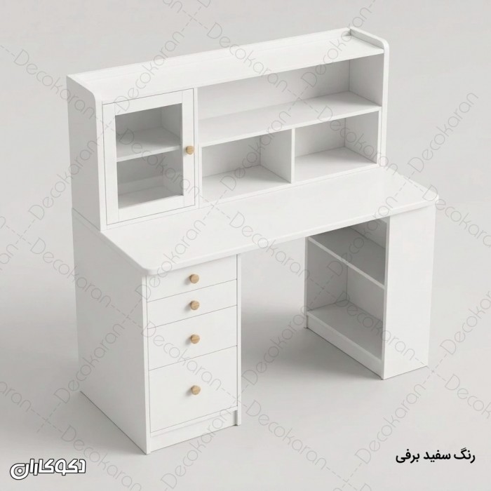 میز تحریر MDF کتابخانه‌دار و چهارکشو مدل MT133
