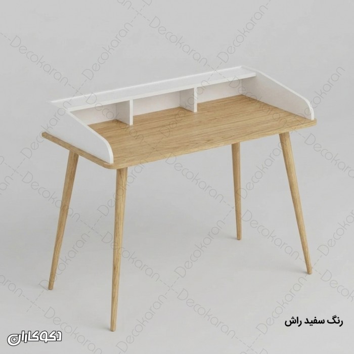 میز تحریر MDF مدل MT138 پایه‌دار با قفسه رومیزی