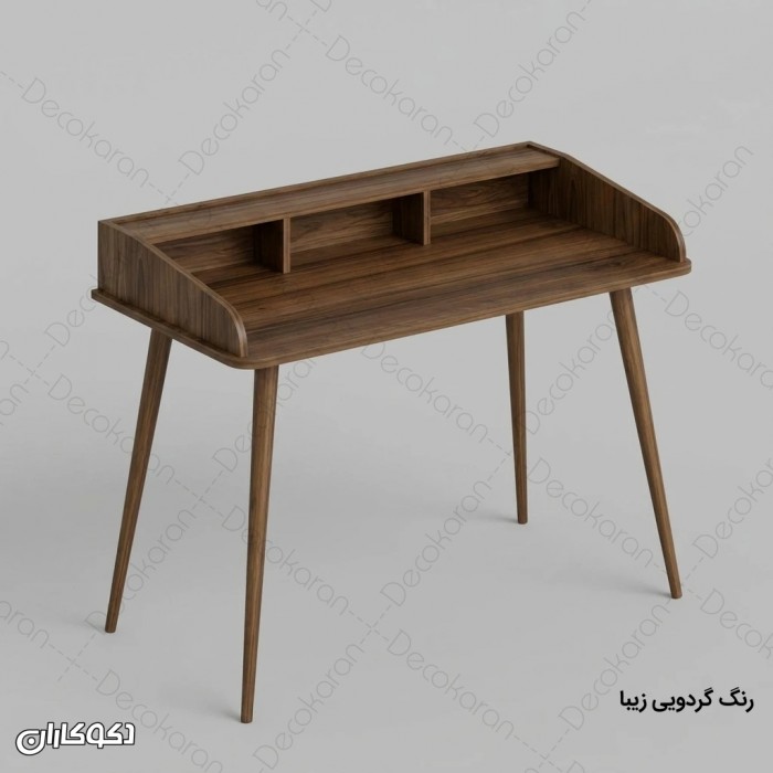 میز تحریر MDF مدل MT138 پایه‌دار با قفسه رومیزی