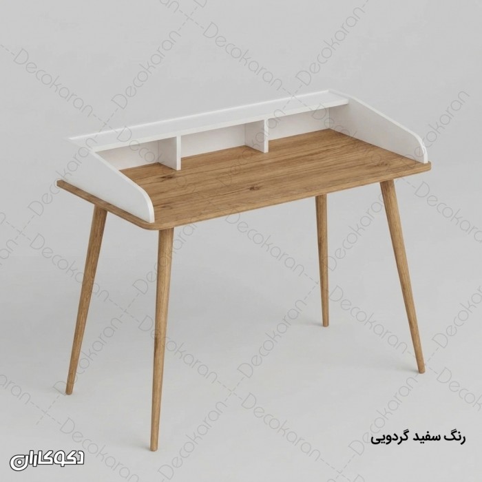 میز تحریر MDF مدل MT138 پایه‌دار با قفسه رومیزی