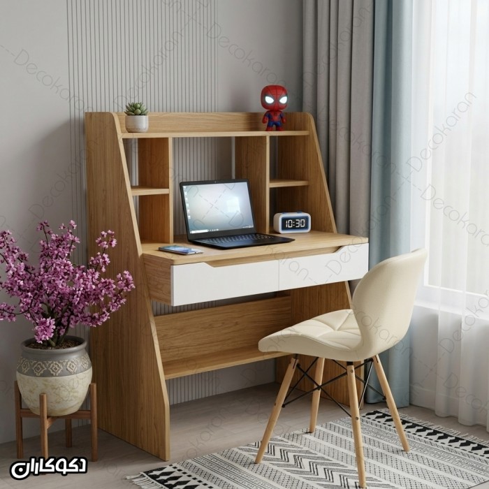 میز تحریر مدل MT144 دکوکاران با قفسه و کشو