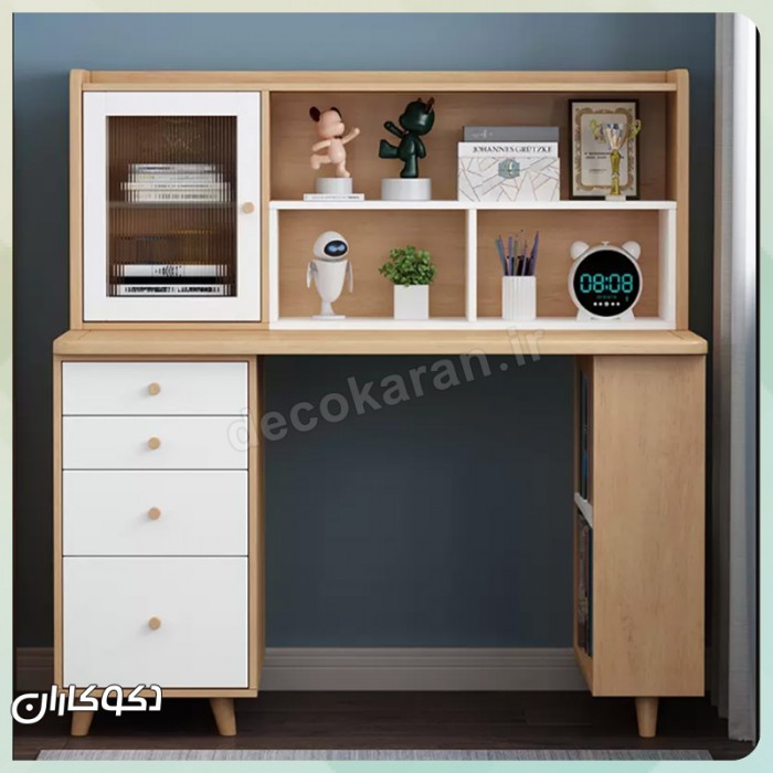 میز تحریر MT133؛ طراحی کتابخانه‌دار شیک و چندمنظوره برای خانه‌های مدرن