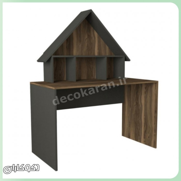 میز تحریر MT134، طراحی سقف‌دار شیک با شلف کتابخانه | دکوکاران