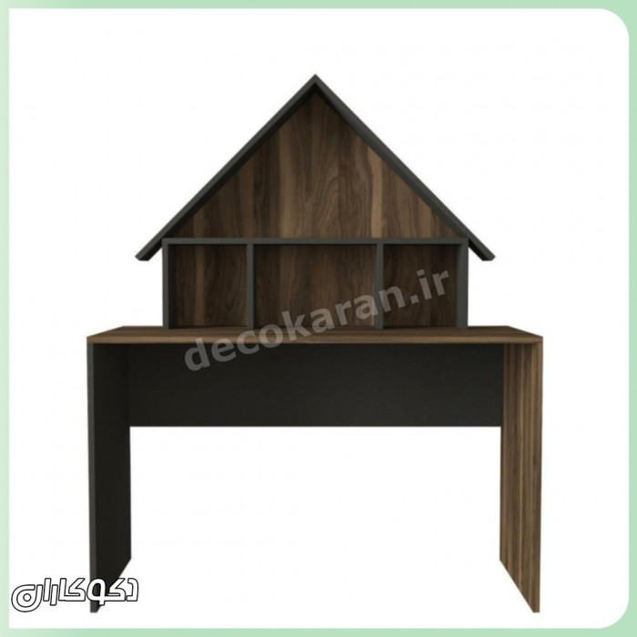 میز تحریر MT134، طراحی سقف‌دار شیک با شلف کتابخانه | دکوکاران