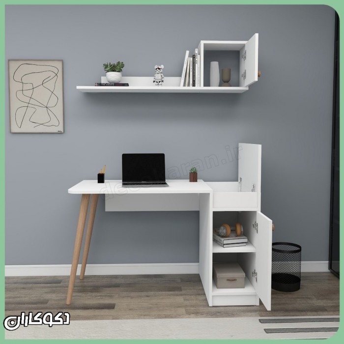 ست میز تحریر و شلف MT145؛ راهکاری هوشمند برای فضای کار مدرن شما
