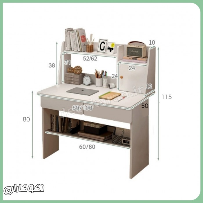 میز تحریر کنج mt129؛ انتخاب حرفه‌ای با طراحی کتابخانه دار و کشو | دکوکاران