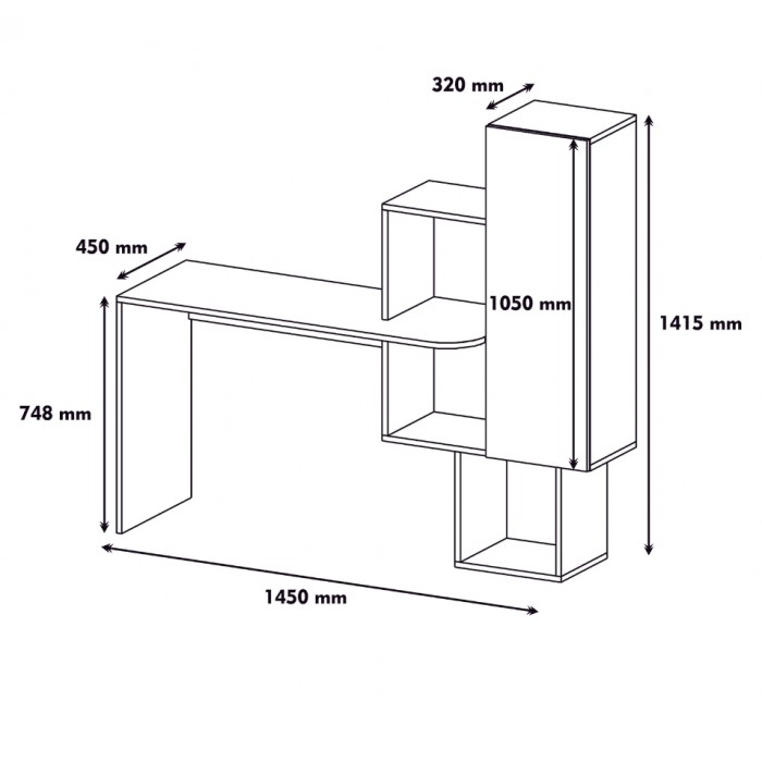 میز تحریر کتابخانه دار دکوکاران مدل MTK124