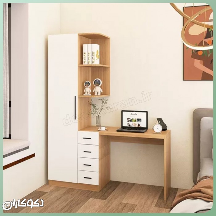 میز تحریر کتابخانه‌دار + کمد لباس دکوکاران مدل MTK151