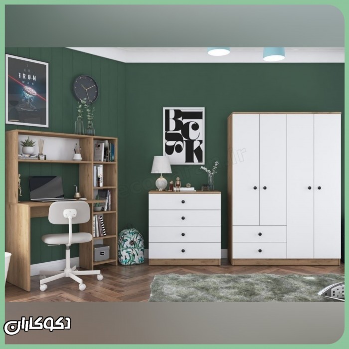 ست میز تحریر و کمد لباس و درآور دکوکاران مدل MTL105