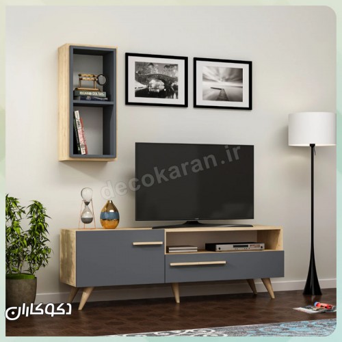 میز تلویزیون بهمراه شلف دیواری دکوکاران مدل MV124