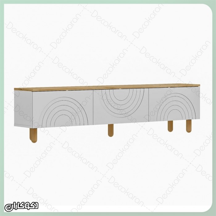میز تلویزیون سفید مدرن مدل MV148؛ طراحی کم‌جا و شیاردار