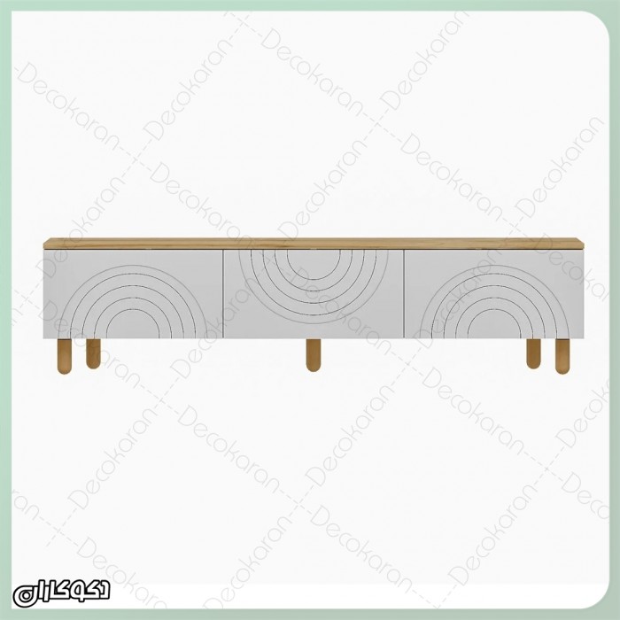 میز تلویزیون سفید مدرن مدل MV148؛ طراحی کم‌جا و شیاردار