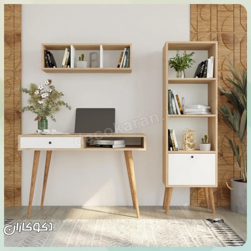 ست میز تحریر و کتابخانه دکوکاران مدل MTK138