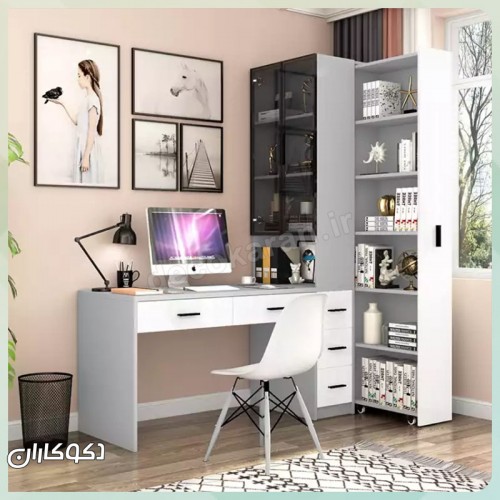 میز تحریر کتابخانه دار ریلی دکوکاران مدل MTK141