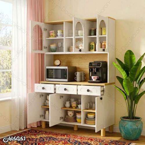 کافی بار MDF مدل KF103 ویترینی با درهای وکیوم ممبران