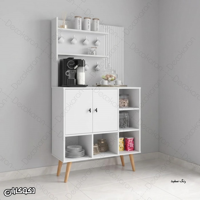 کافی بار MDF ایستاده مدل KF105 با شلف و آویز ماگ