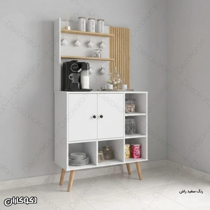 کافی بار MDF ایستاده مدل KF105 با شلف و آویز ماگ