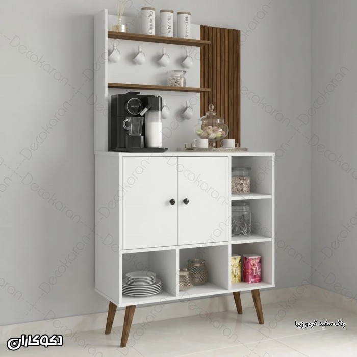 کافی بار MDF ایستاده مدل KF105 با شلف و آویز ماگ