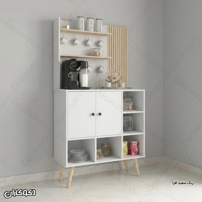 کافی بار MDF ایستاده مدل KF105 با شلف و آویز ماگ