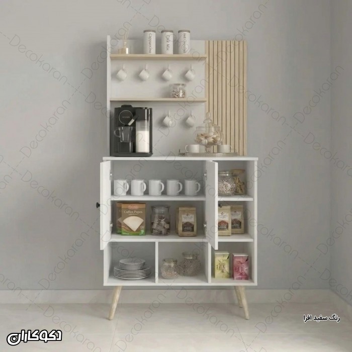 کافی بار MDF ایستاده مدل KF105 با شلف و آویز ماگ