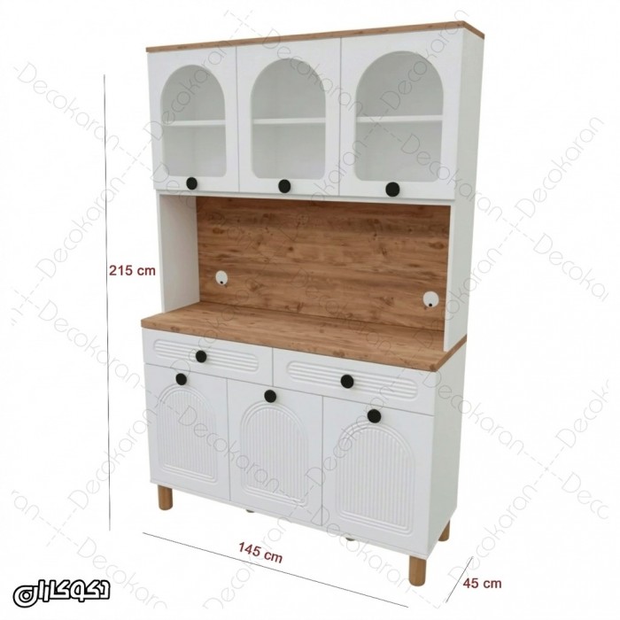 کافی بار MDF مدل KF103 ویترینی با درهای وکیوم ممبران