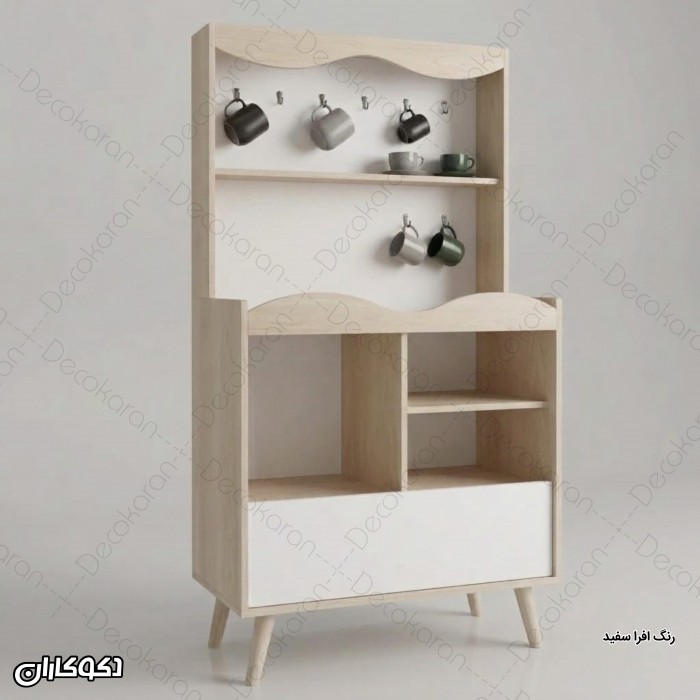 کافی بار ایستاده مدل KF107 با آویز ماگ و فضای قهوه‌ساز