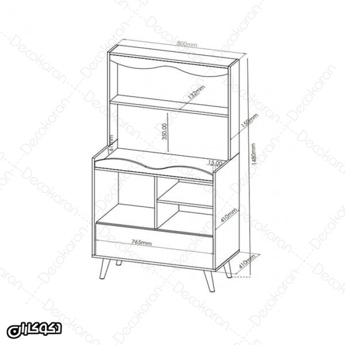 کافی بار ایستاده مدل KF107 با آویز ماگ و فضای قهوه‌ساز
